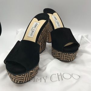 🎉✨ HOST PICK ✨🎉  JIMMY CHOO Suede Platform Wedge Sandals Black 37